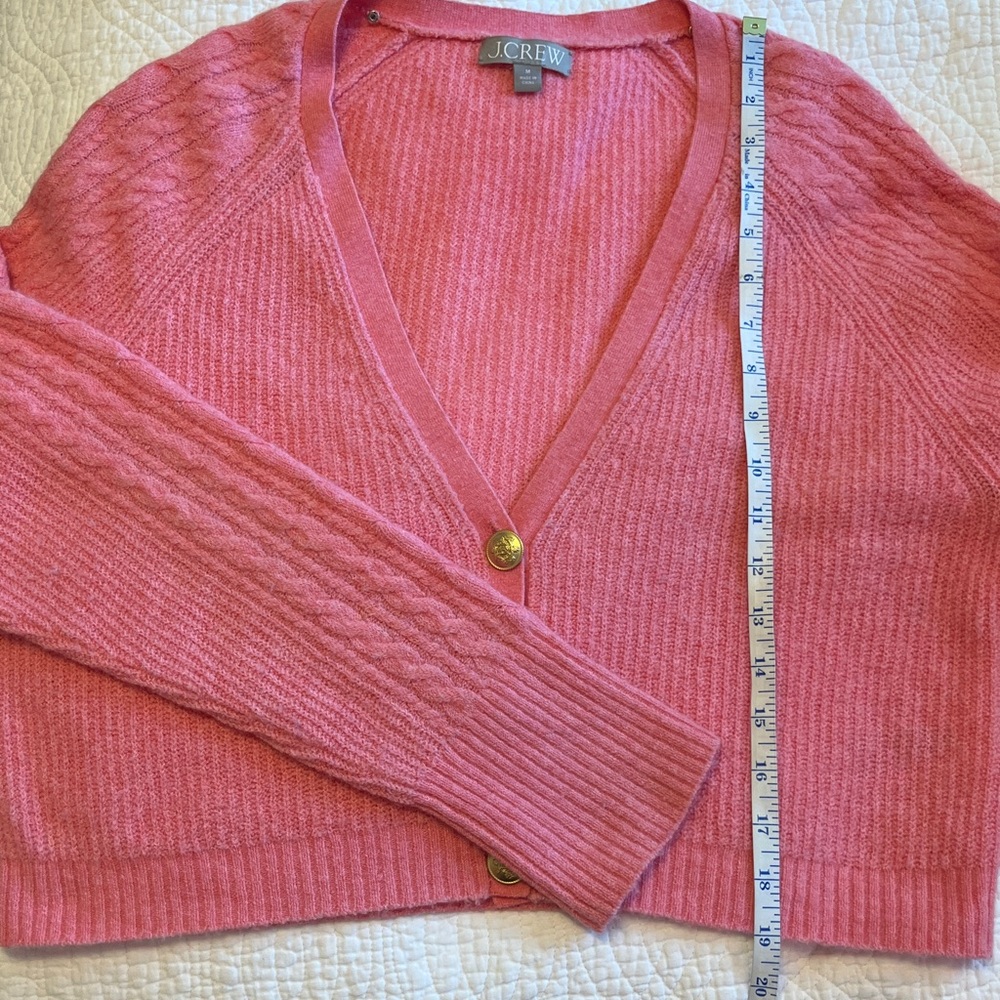 J Crew Supersoft Cropped Cable Knit Sweater Cardigan Tank Set Wool Pink Medium - Picture 11 of 16